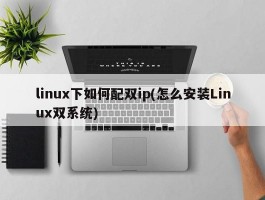 linux下如何配双ip(怎么安装Linux双系统)