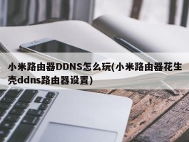 小米路由器DDNS怎么玩(小米路由器花生壳ddns路由器设置)