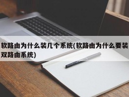 软路由为什么装几个系统(软路由为什么要装双路由系统)