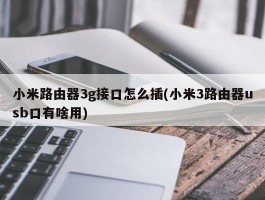 小米路由器3g接口怎么插(小米3路由器usb口有啥用)