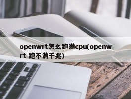 openwrt怎么跑满cpu(openwrt 跑不满千兆)