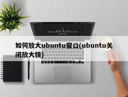 如何放大ubuntu窗口(ubuntu关闭放大镜)