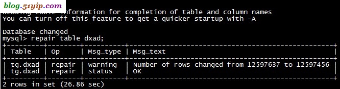 mysql数据库表损坏出现Incorrect key file for table的修复解决方法